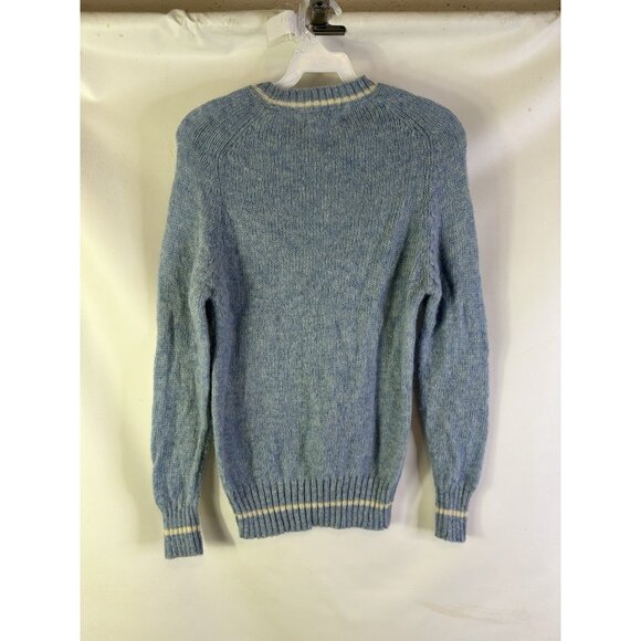 VTG 70s Wool Lightweight Knit Contrast Collar Sweater Rockabilly - Picture 5 of 8